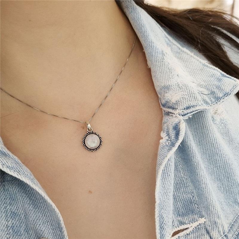 COLAR PRATA 925 SOL COM PEDRA NATURAL