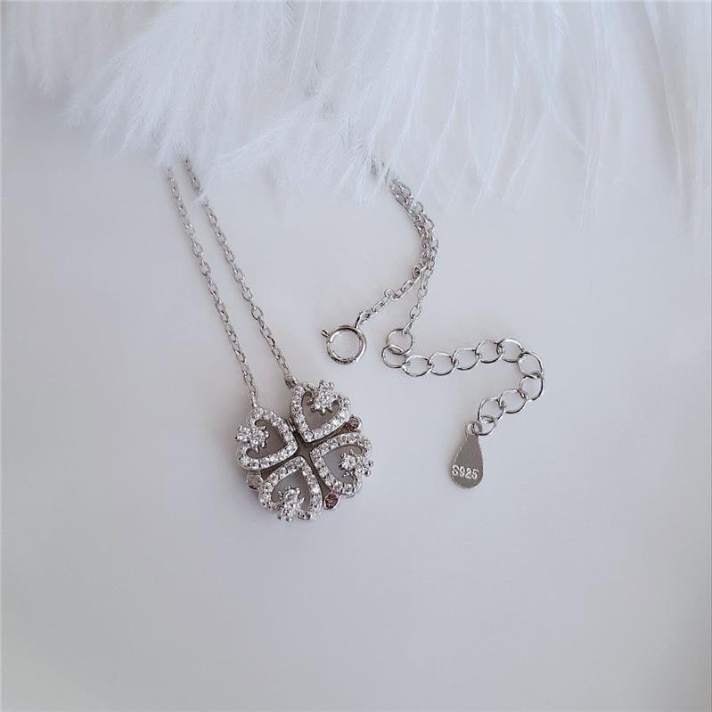 COLAR PRATA 925 TREVO CORAÇÃO CRAVEJADO ZIRCONIA