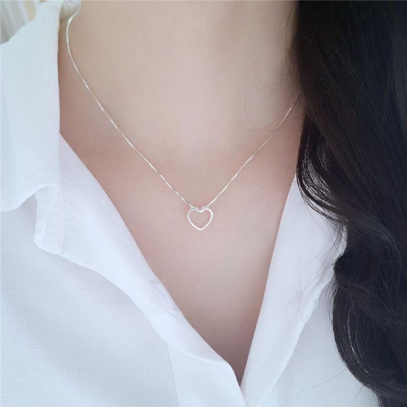 COLAR PRATA 925 VENEZIANA PINGENTE CORAÇÃO VAZADO