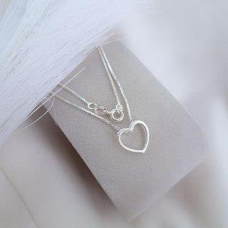 COLAR PRATA 925 VENEZIANA PINGENTE CORAÇÃO VAZADO