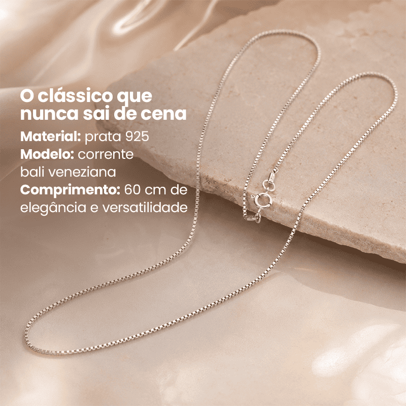 CORRENTE PRATA 925 BALI VENEZIANA 60 CM