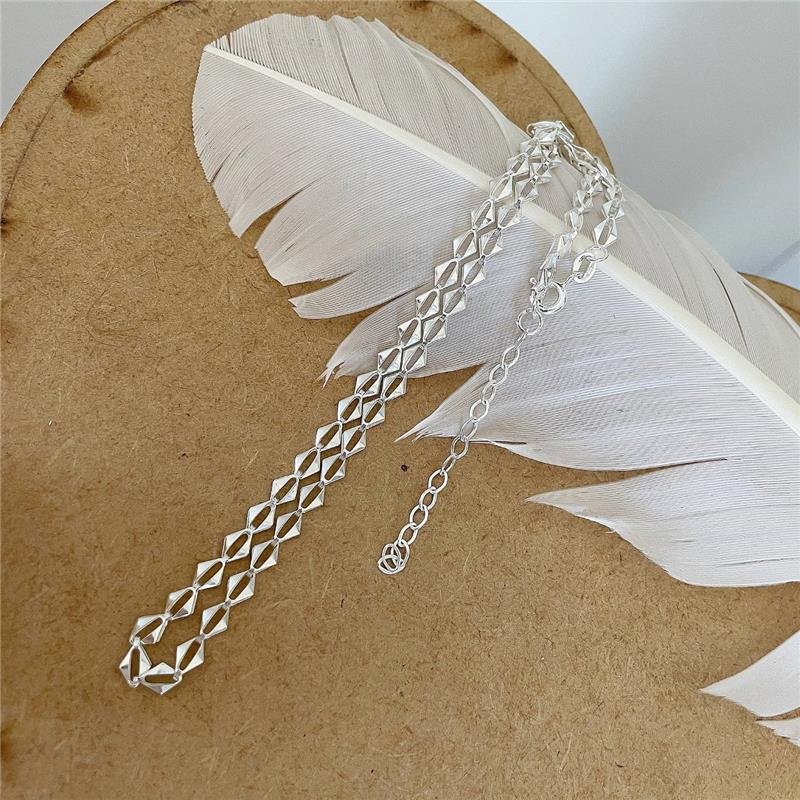 CORRENTE PRATA 925 CHOKER LOSANGO 40CM