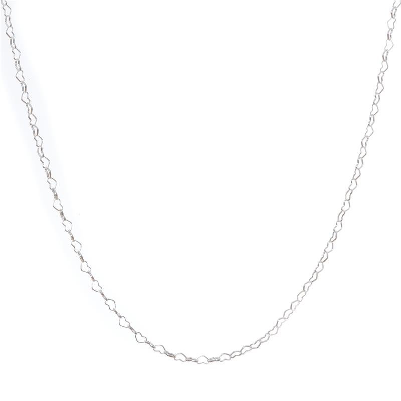 CORRENTE PRATA 925 ELOS CORAÇÃO 60 CM