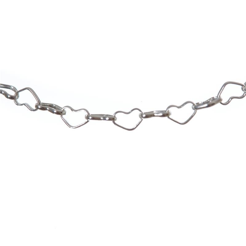 CORRENTE PRATA 925 ELOS CORAÇÃO 60 CM