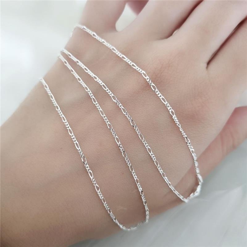 CORRENTE PRATA 925 MASCULINA ELOS FÍGARO 3X1 1MM