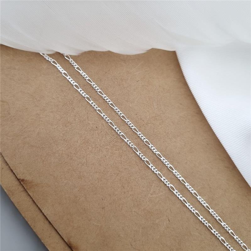 CORRENTE PRATA 925 MASCULINA ELOS FÍGARO 3X1 1MM