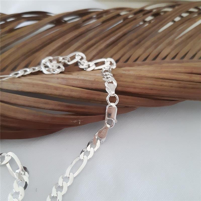 CORRENTE PRATA 925 MASCULINA ELOS FÍGARO 3X1 5MM
