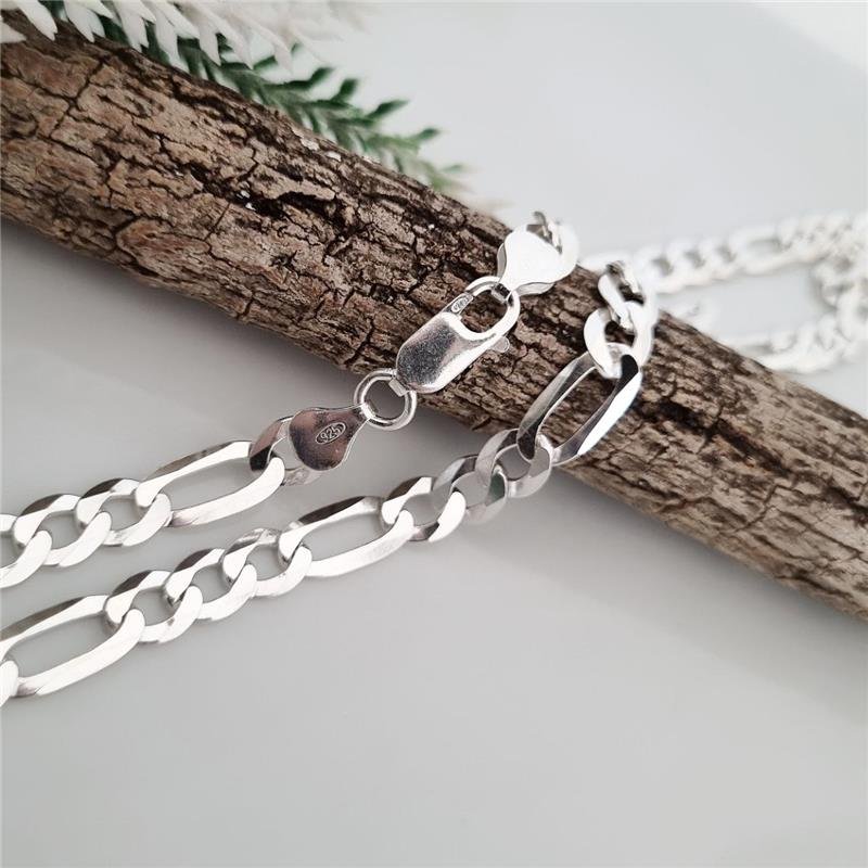 CORRENTE PRATA 925 MASCULINA ELOS FÍGARO 3X1 6MM
