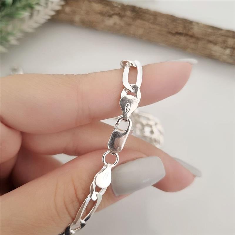 CORRENTE PRATA 925 MASCULINA ELOS FÍGARO 3X1 6MM