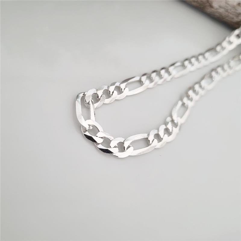 CORRENTE PRATA 925 MASCULINA ELOS FÍGARO 3X1 6MM