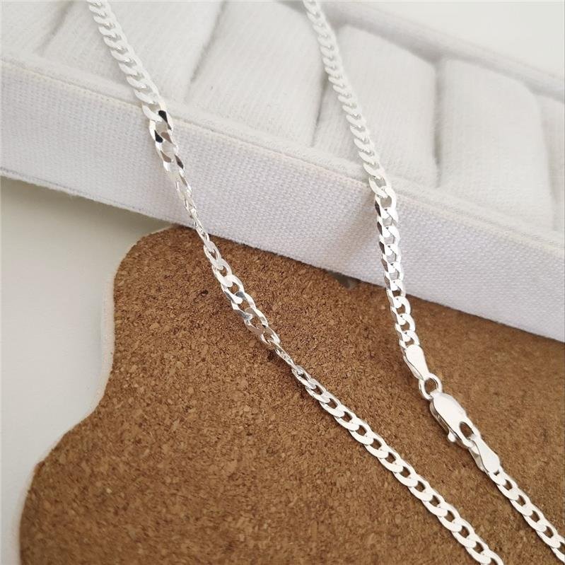 CORRENTE PRATA 925 MASCULINA ELOS GROUMETT 1X1 3MM