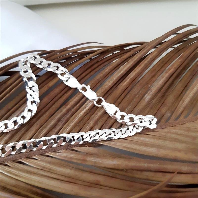 CORRENTE PRATA 925 MASCULINA ELOS GROUMETT 1X1 5MM