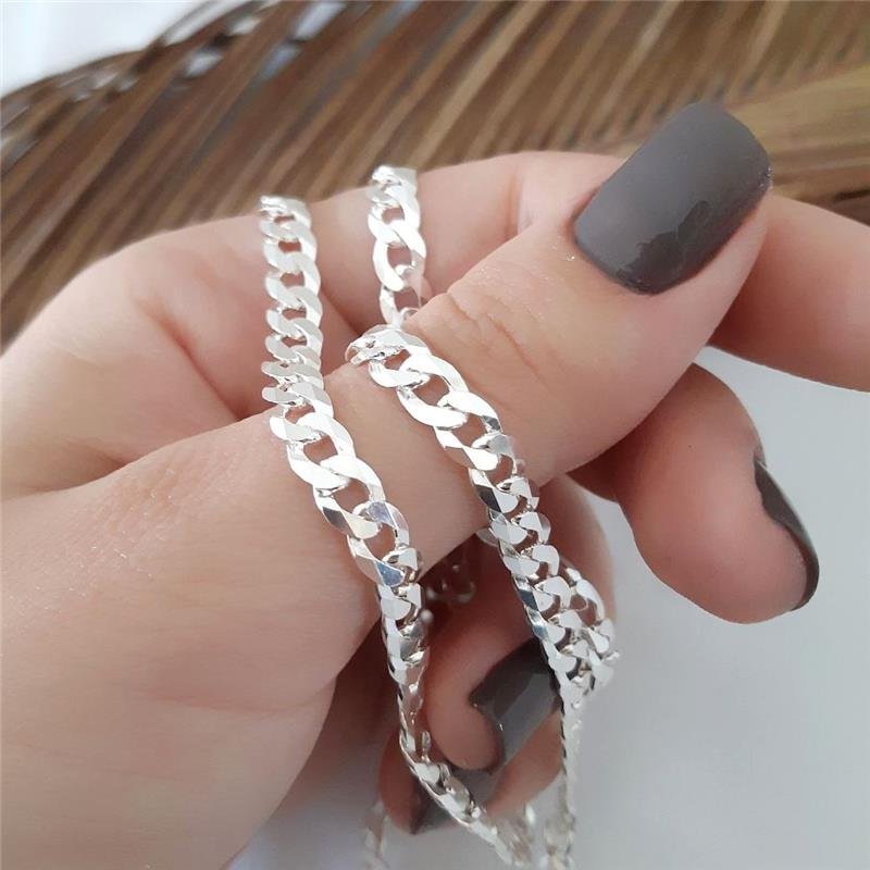 CORRENTE PRATA 925 MASCULINA ELOS GROUMETT 1X1 5MM