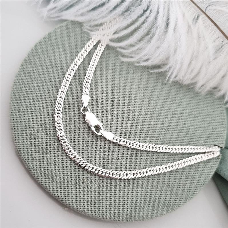 CORRENTE PRATA 925 MASCULINA ELOS GROUMETT DUPLOS 3MM