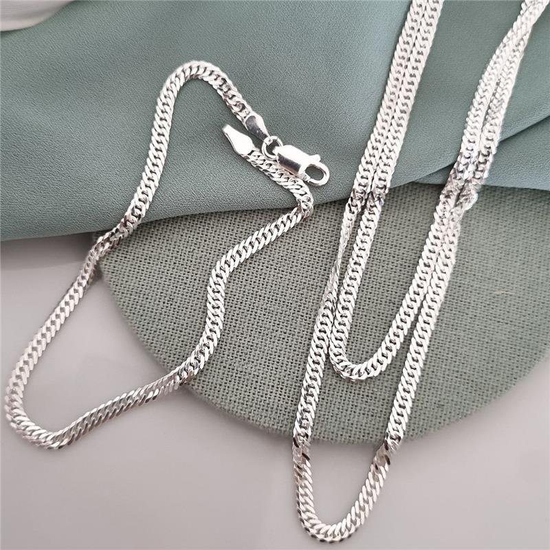 CORRENTE PRATA 925 MASCULINA ELOS GROUMETT DUPLOS 3MM