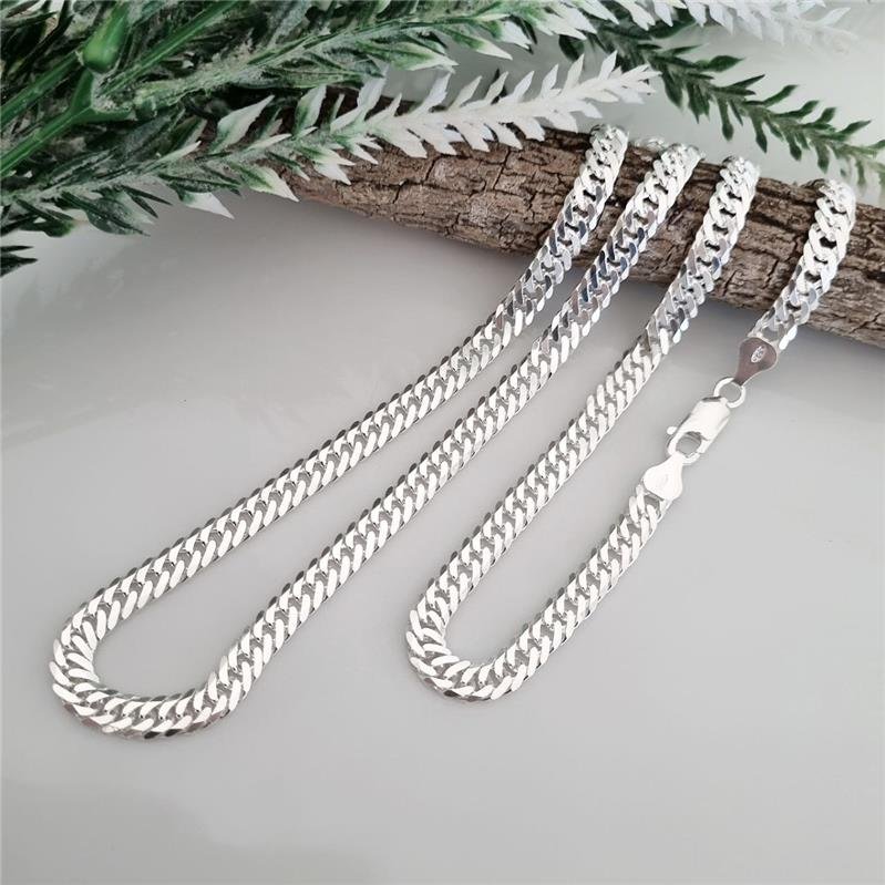 CORRENTE PRATA 925 MASCULINA ELOS GROUMETT DUPLOS 5MM