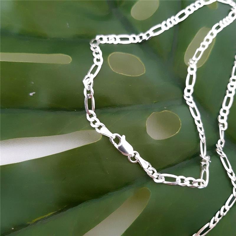 CORRENTE PRATA 925 MASCULINA FÍGARO 3X1 3 MM
