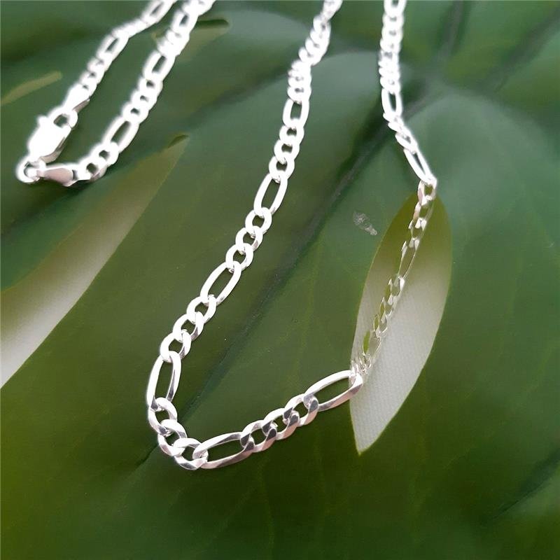 CORRENTE PRATA 925 MASCULINA FÍGARO 3X1 3 MM