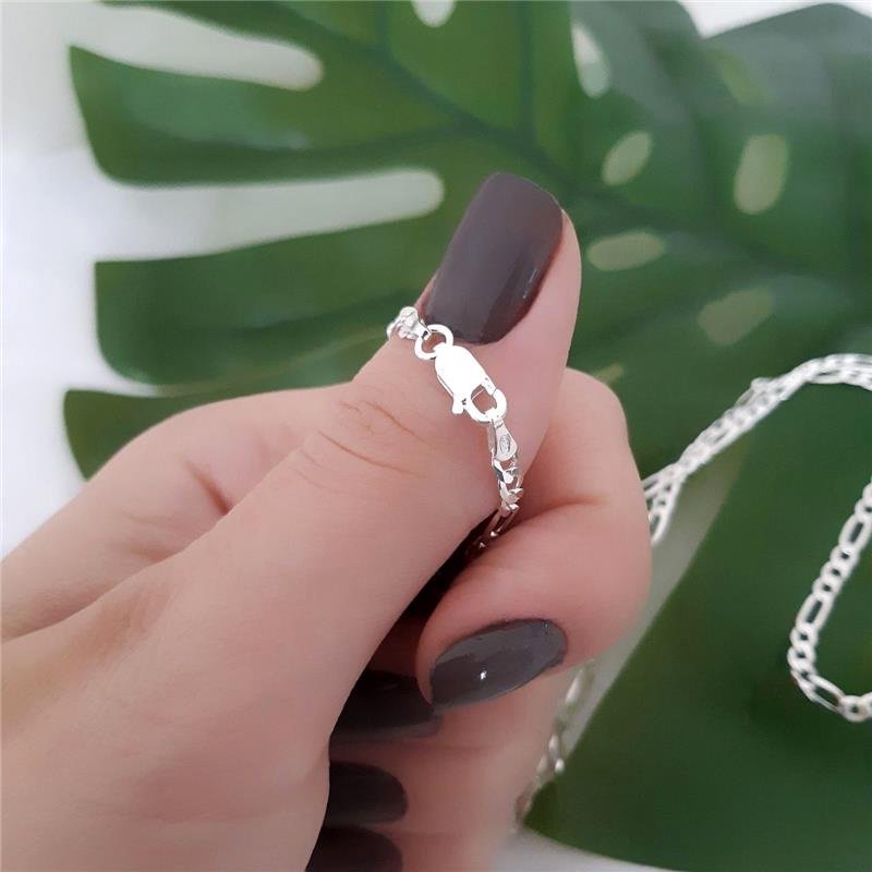 CORRENTE PRATA 925 MASCULINA FÍGARO 3X1 3 MM