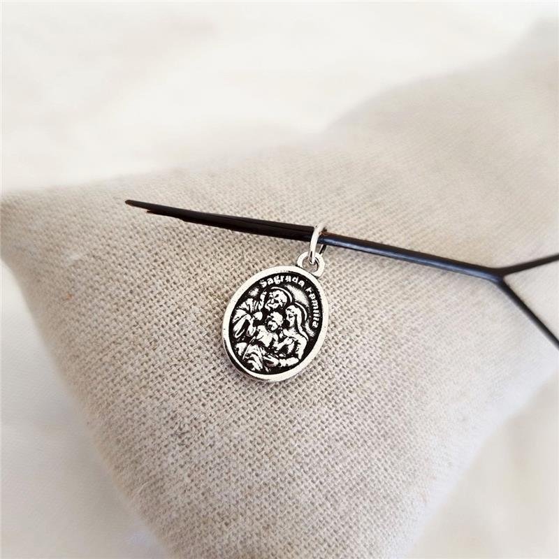 MEDALHA PRATA 925 SAGRADA FAMÍLIA TRÊS CORAÇÕES P