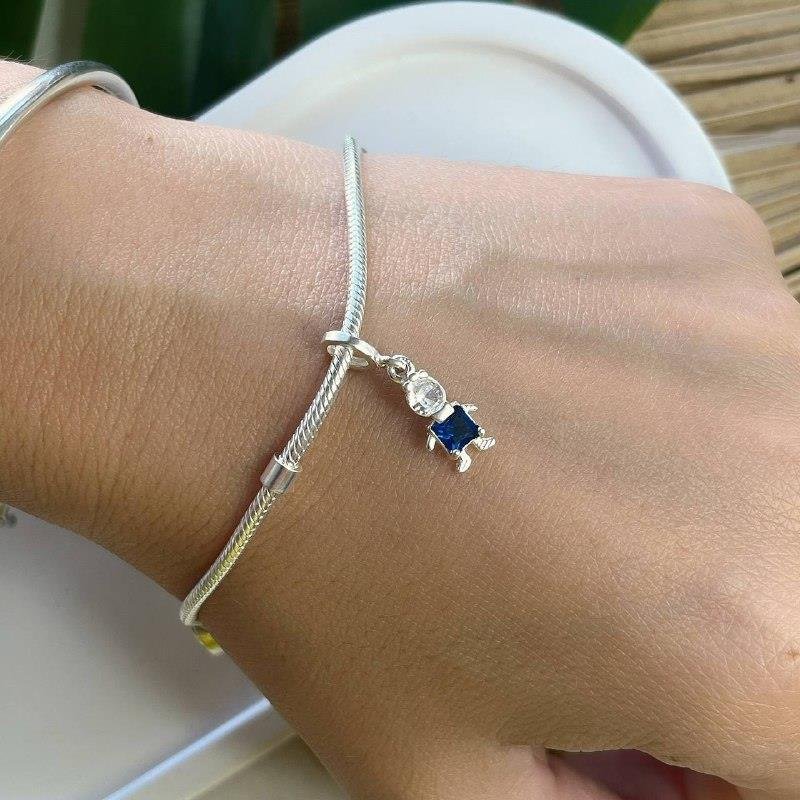 PINGENTE BERLOQUE PRATA 925 FILHO MENINO ZIRCÔNIA AZUL