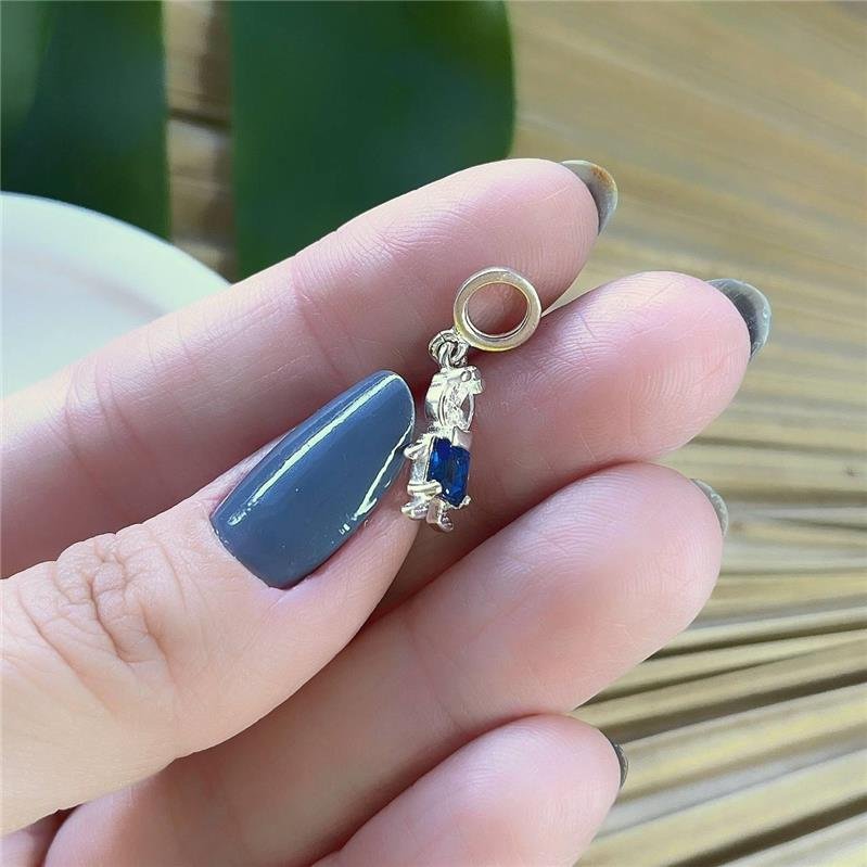 PINGENTE BERLOQUE PRATA 925 FILHO MENINO ZIRCÔNIA AZUL