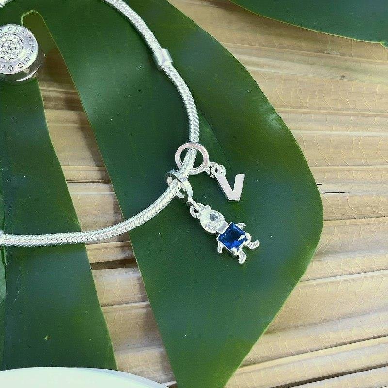 PINGENTE BERLOQUE PRATA 925 FILHO MENINO ZIRCÔNIA AZUL
