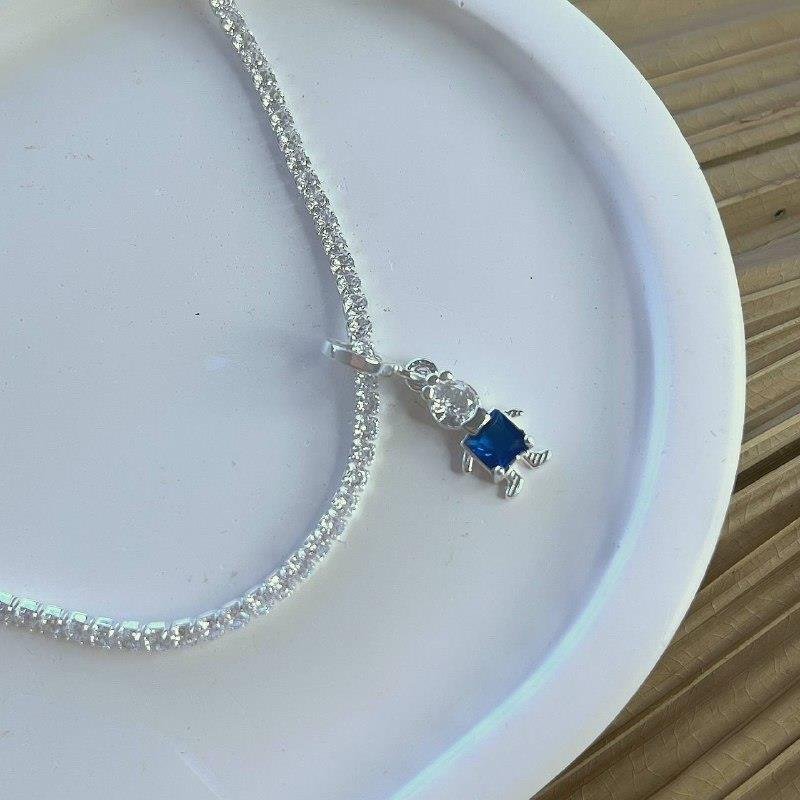 PINGENTE BERLOQUE PRATA 925 FILHO MENINO ZIRCÔNIA AZUL