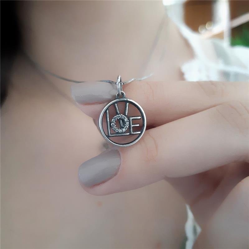 PINGENTE PRATA 925 CÍRCULO LOVE VAZADO COM ZIRCÔNIA