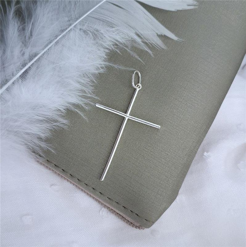 PINGENTE PRATA 925 CRUZ GRANDE LISA FINA