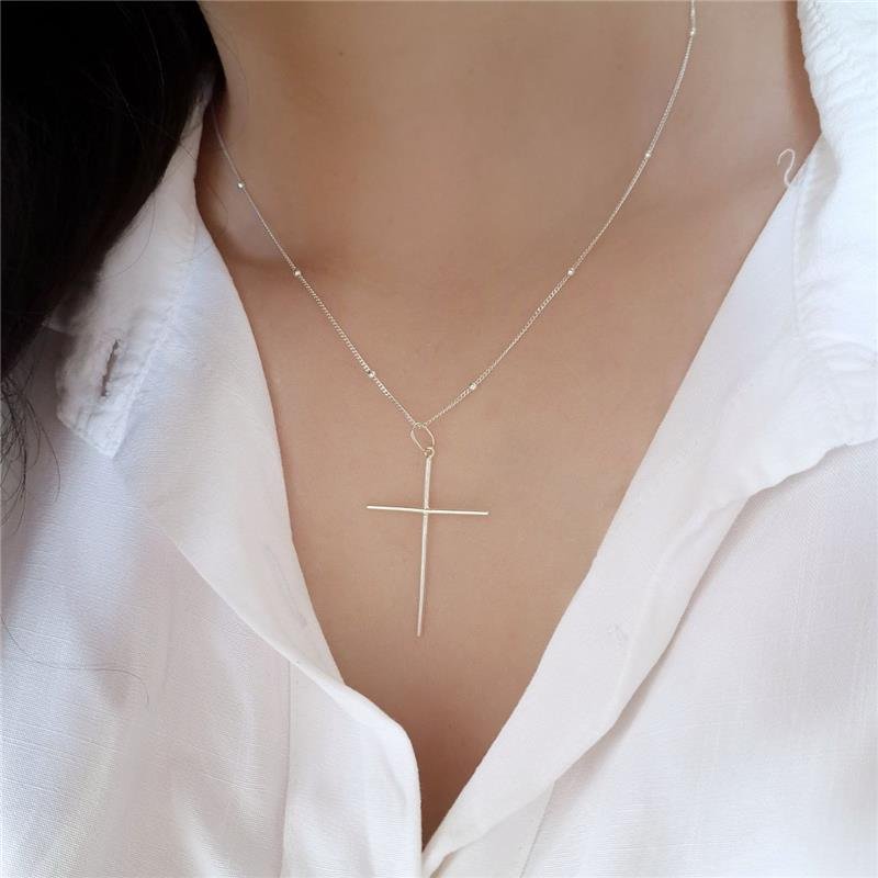 PINGENTE PRATA 925 CRUZ GRANDE LISA FINA