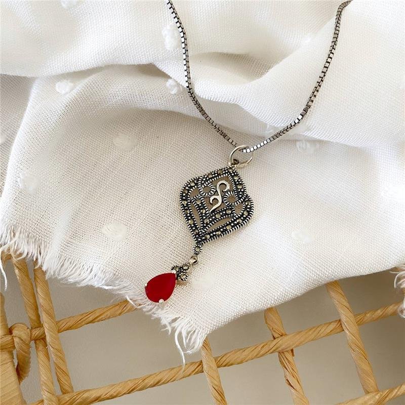 PINGENTE PRATA 925 ARABESCO COM PEDRA PENDURADA