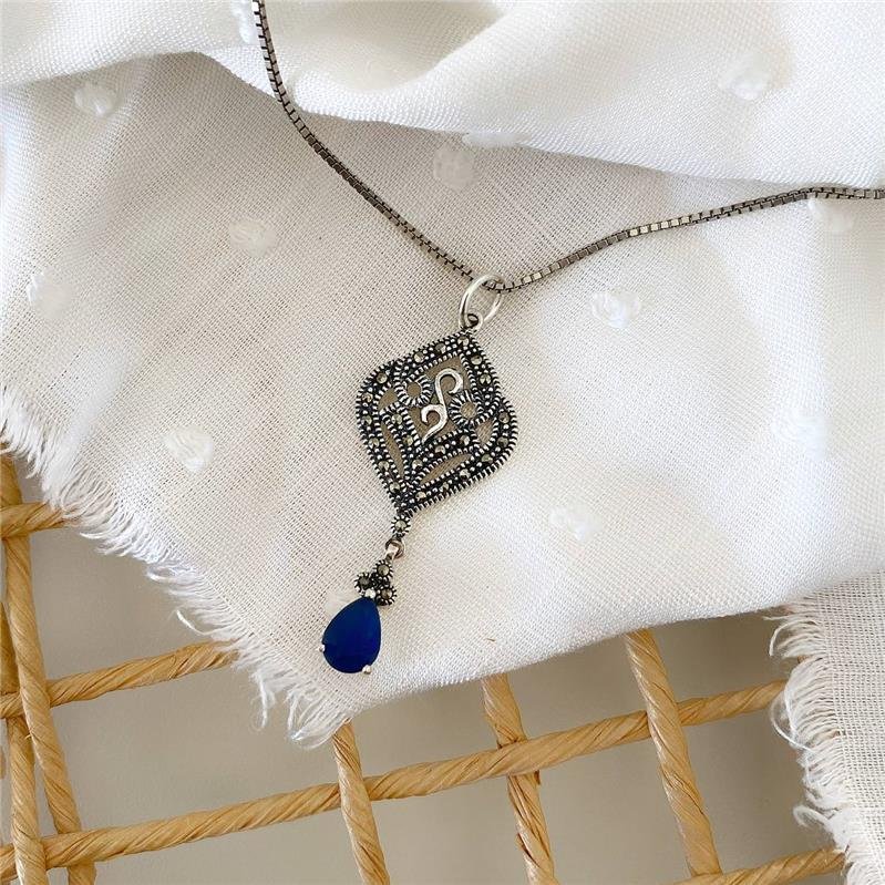 PINGENTE PRATA 925 ARABESCO COM PEDRA PENDURADA