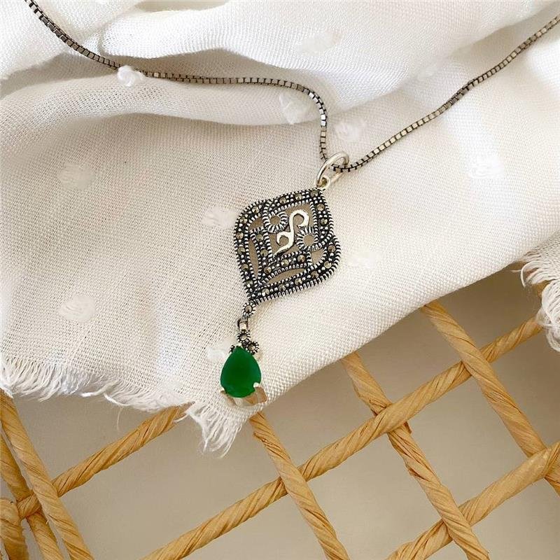 PINGENTE PRATA 925 ARABESCO COM PEDRA PENDURADA