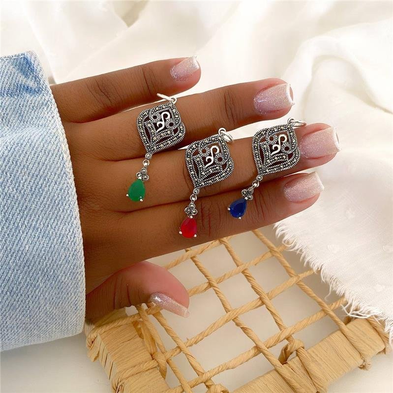 PINGENTE PRATA 925 ARABESCO COM PEDRA PENDURADA