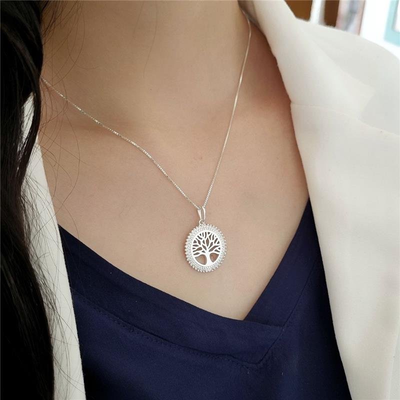 PINGENTE PRATA 925 ÁRVORE DA VIDA COM PEDRA