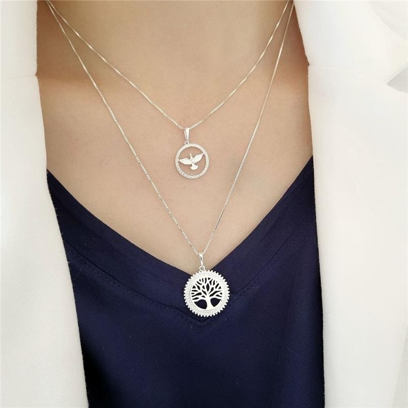 PINGENTE PRATA 925 ÁRVORE DA VIDA COM PEDRA