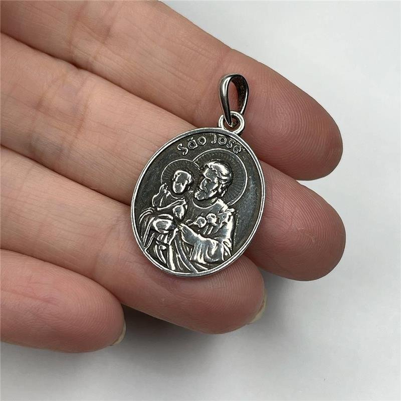 PINGENTE PRATA 925 MEDALHA BALI SÃO JOSÉ