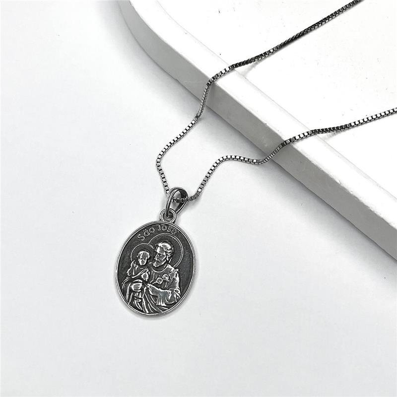 PINGENTE PRATA 925 MEDALHA BALI SÃO JOSÉ