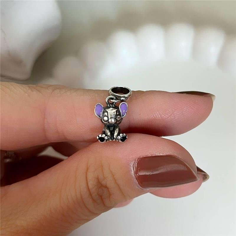 BERLOQUE PRATA 925 STITCH DETALHES ROXO