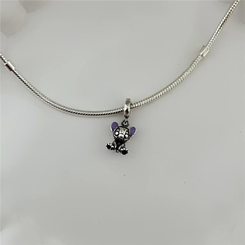 BERLOQUE PRATA 925 STITCH DETALHES ROXO
