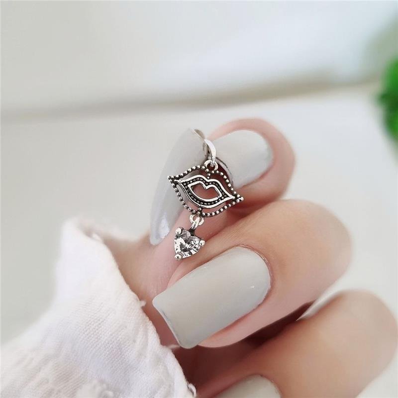 PINGENTE PRATA 925 BOCA PEDRA CORAÇÃO