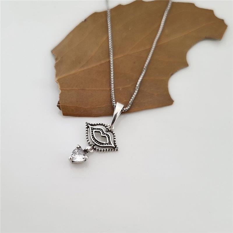 PINGENTE PRATA 925 BOCA PEDRA CORAÇÃO