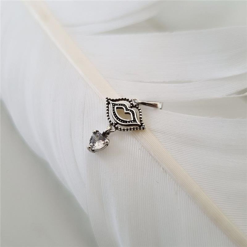 PINGENTE PRATA 925 BOCA PEDRA CORAÇÃO