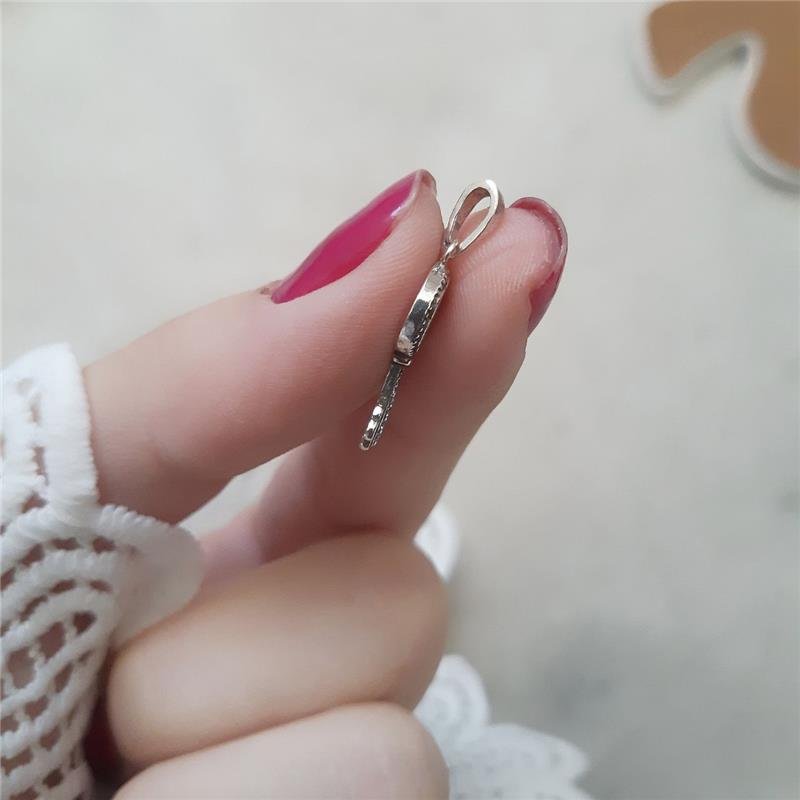 PINGENTE PRATA 925 CHAVE FLOR COM PEDRA