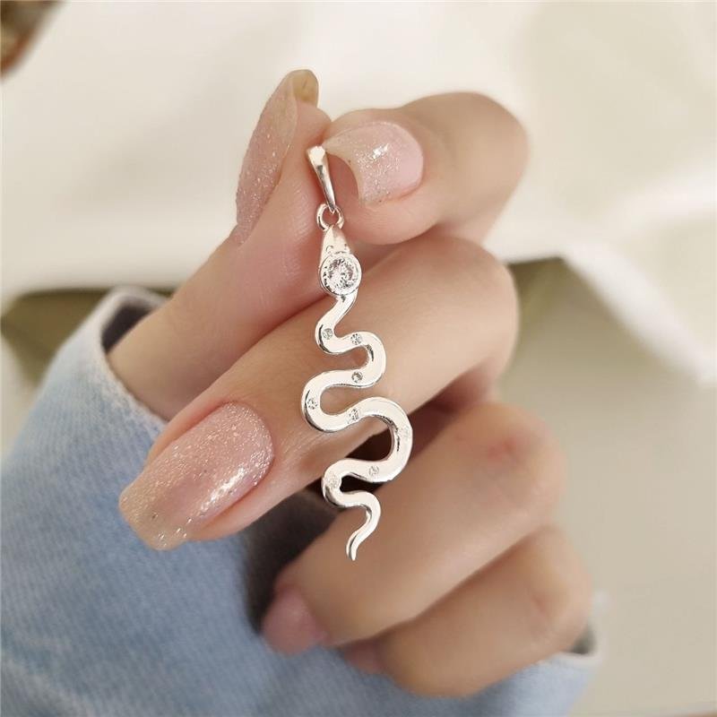 PINGENTE PRATA 925 COBRA COM PEDRA