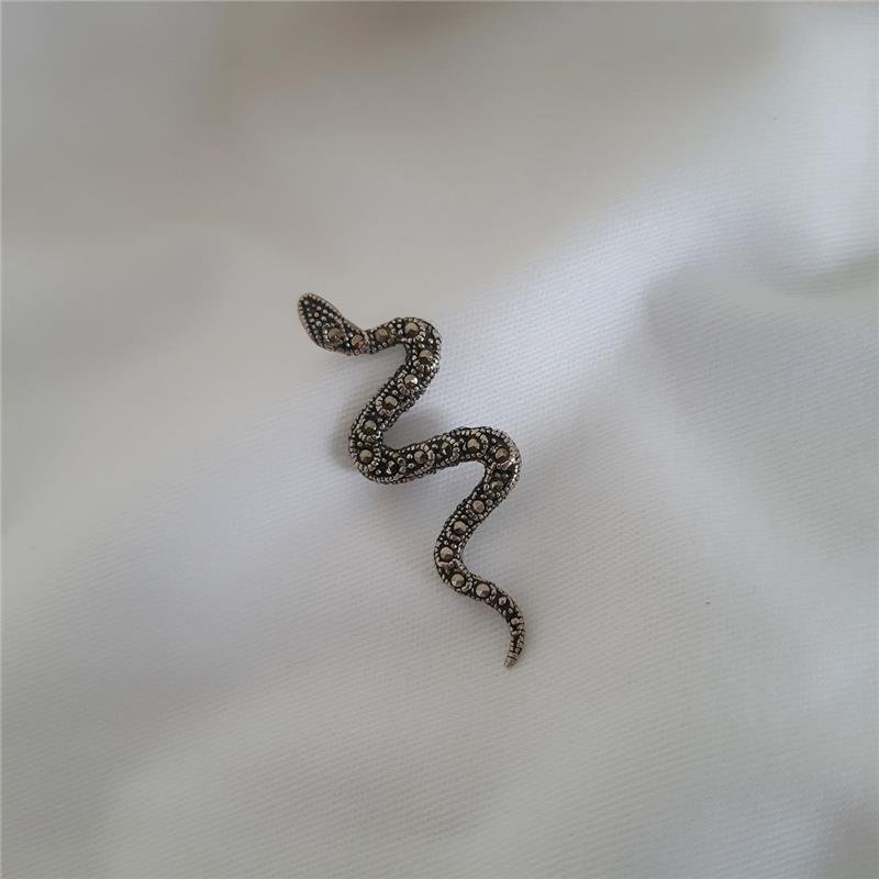 PINGENTE PRATA 925 COBRA CRAVEJADA COM MARCASSITA