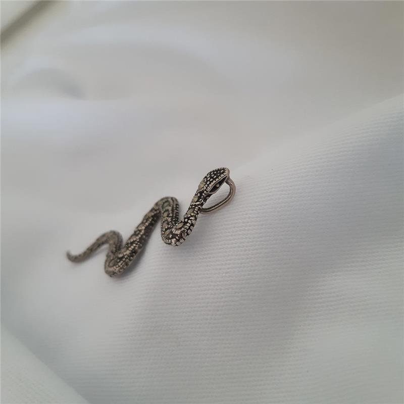 PINGENTE PRATA 925 COBRA CRAVEJADA COM MARCASSITA