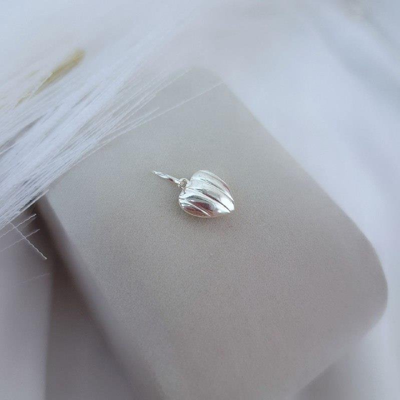 PINGENTE PRATA 925 CORAÇÃO ABAULADO FRISADO