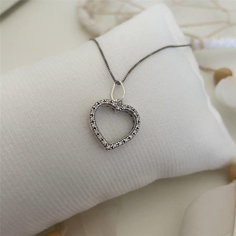 PINGENTE PRATA 925 CORAÇÃO COM PEDRA